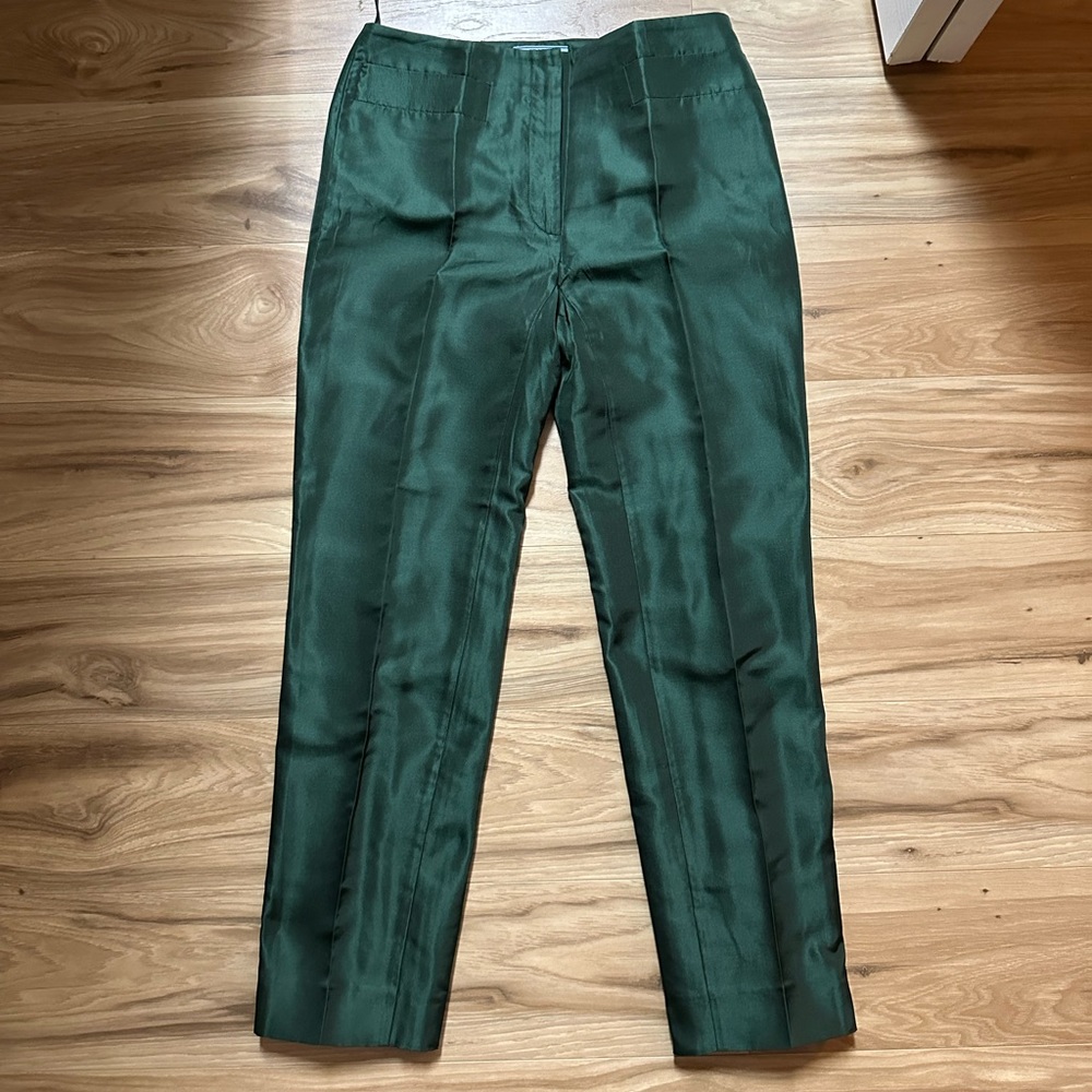 Prada Milano Spring Summer 2013 Green Silk Dress Pants sz 4